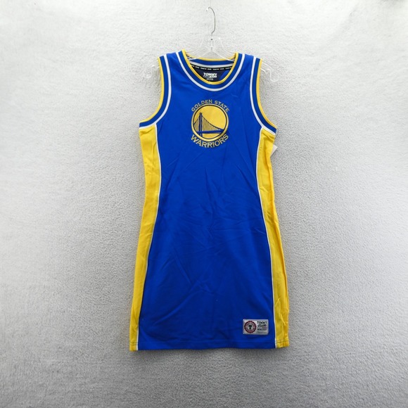 Tommy Jeans Dress Womens Small Golden State Warriors Blue Yellow Sleeveless NBA - Picture 1 of 8